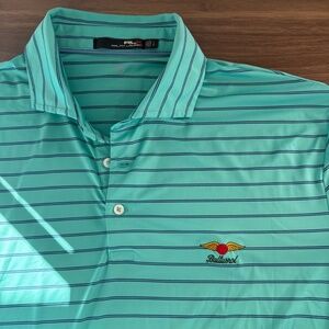Ralph Lauren RLX Baltusrol Golf Polo - Large - Teal Blue Stripe